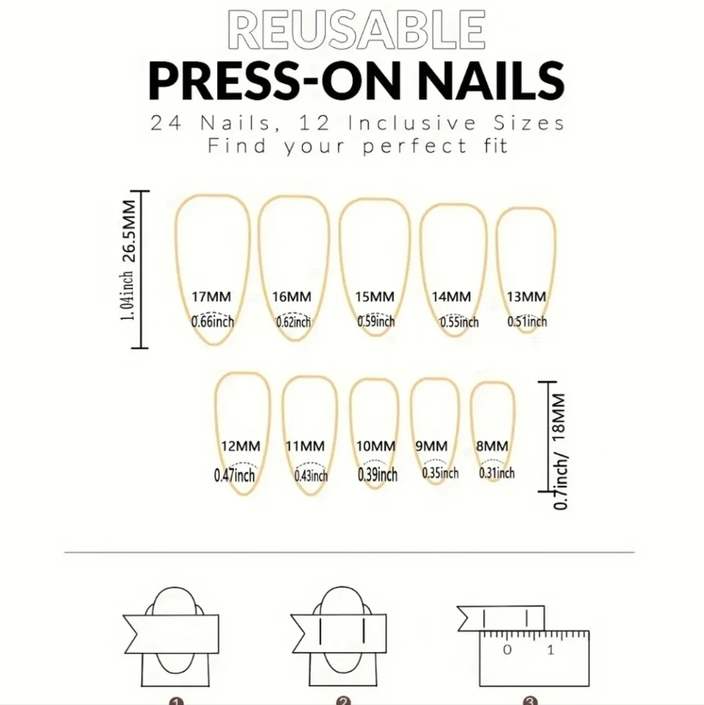 24 Pieces Fake Press On Nails